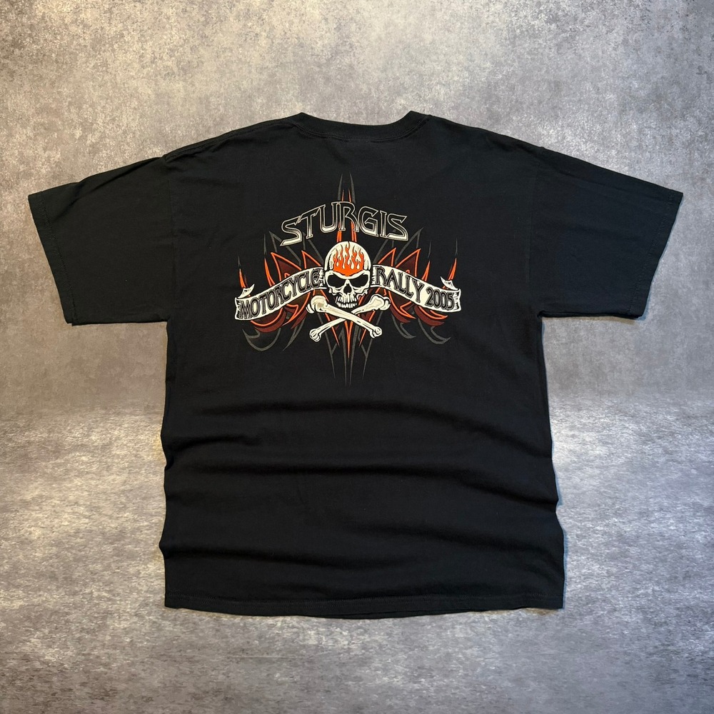 Vintage Sturgis Motorcycle Rally 2005 Skull T-Shirt Mens Large‎ Black